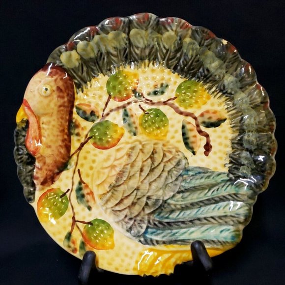 Vintage Hand Painted in Italy Majolica Italica ARS Ceramic Turkey Serving Dish - Picture 5 of 11